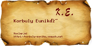 Korbuly Euniké névjegykártya
